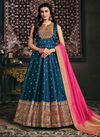 Blue Colour Banarasiya Heavy Wedding Wear Latest Fancy Designer Salwar Kameez Collection 1002
